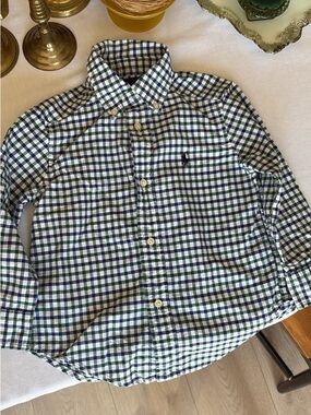 Ralph Lauren 2T Boys Blue & Green Checked Button-Down Shirt